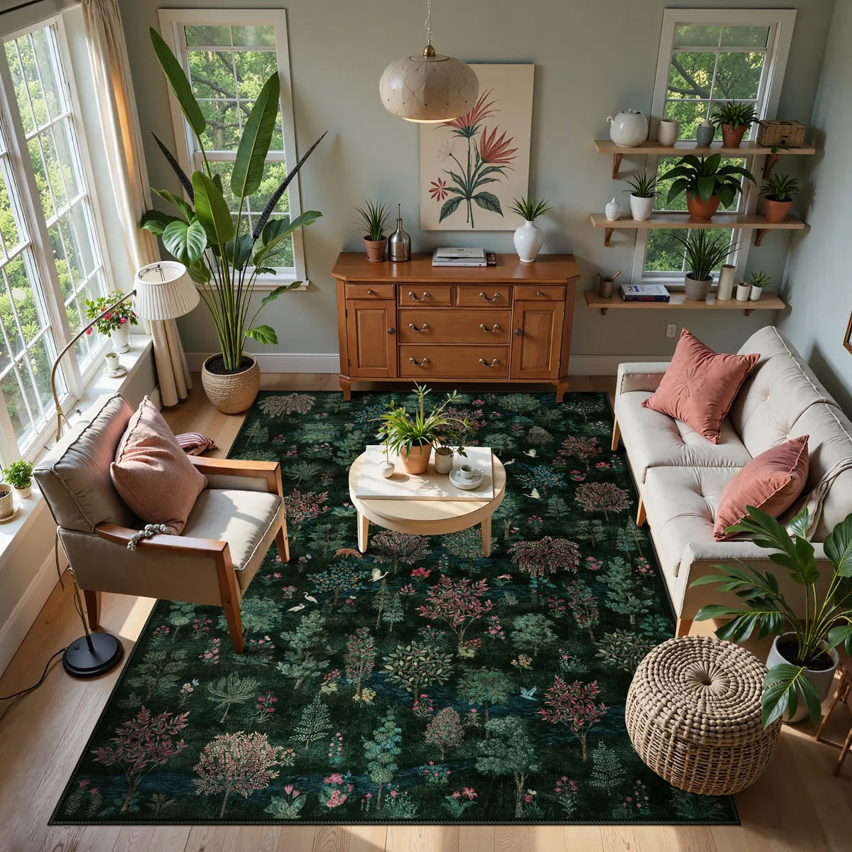 Vernay Washable Forest Woodland Deep Green Rug Area Rugs Lahome