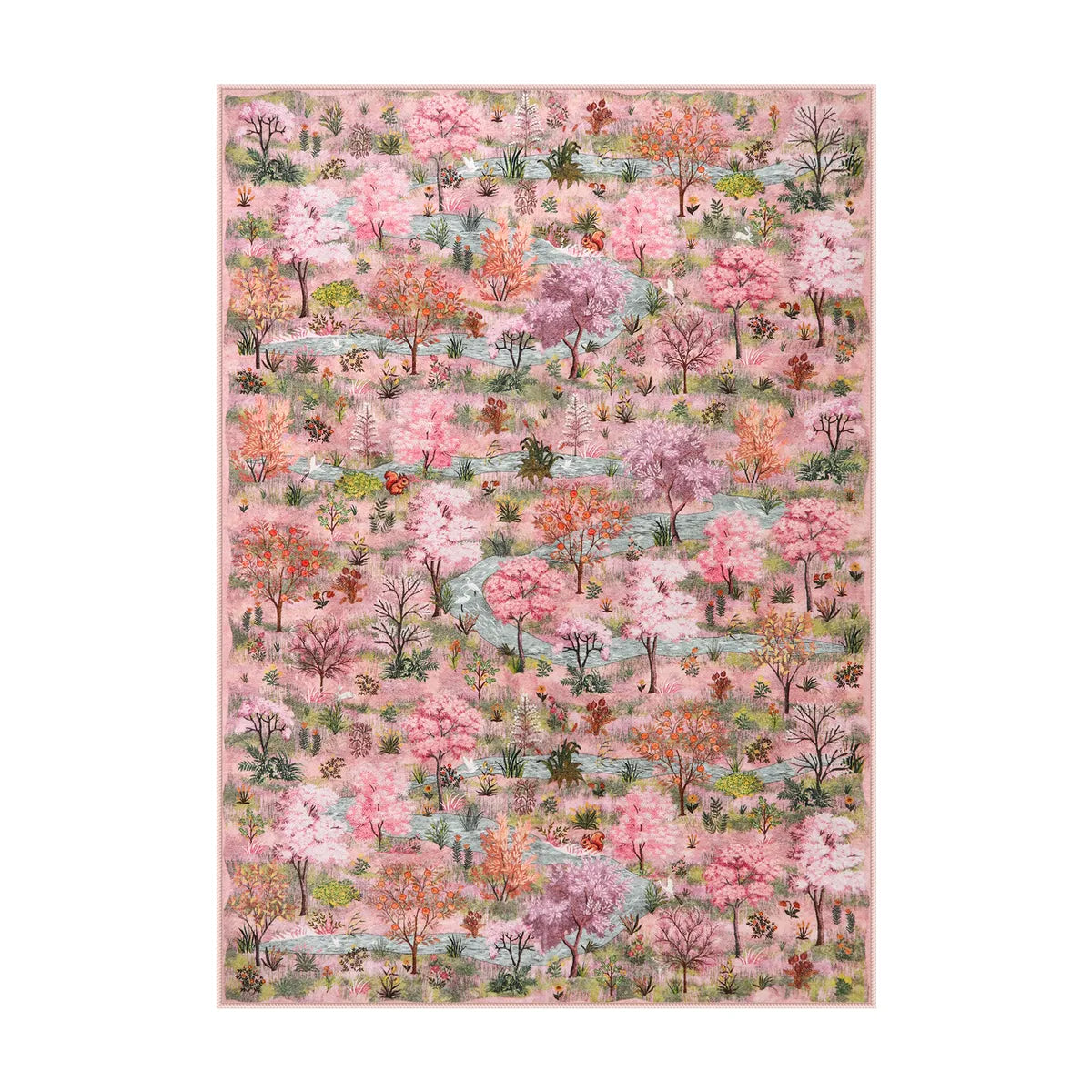 Vernay Washable Forest Woodland Pink Runner Rug Area Rugs Lahome
