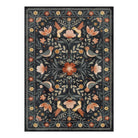 Rosalie Washable Boho Birdsong Floral Garden Black Rug Clearance Rugs Lahome
