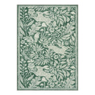 Nadine Washable Vintage Woodcut Forest and Rabbit Green Rug Area Rugs Lahome