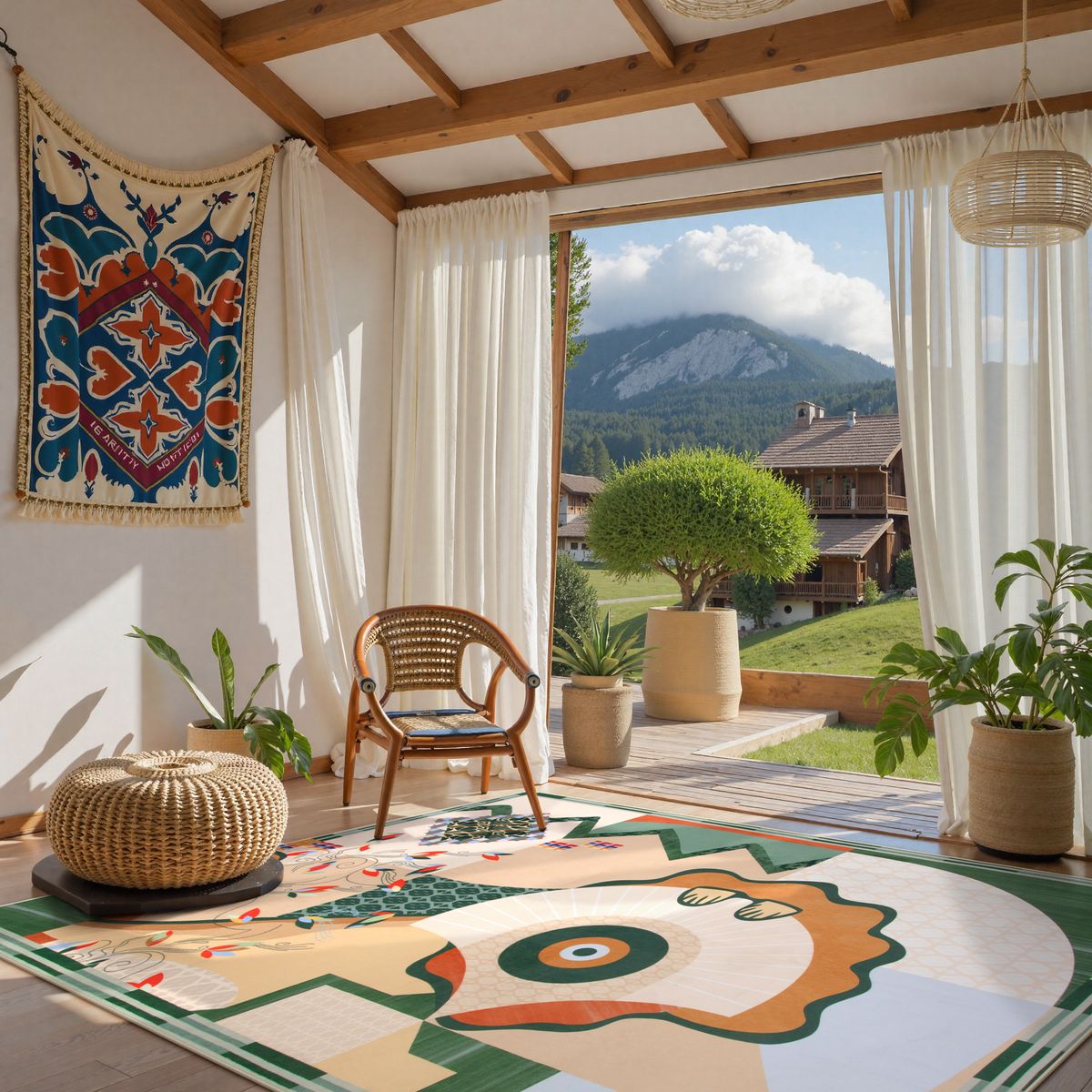 Cecile Washable Contemporary Abstract Art Green Rug Clearance Rugs Lahome