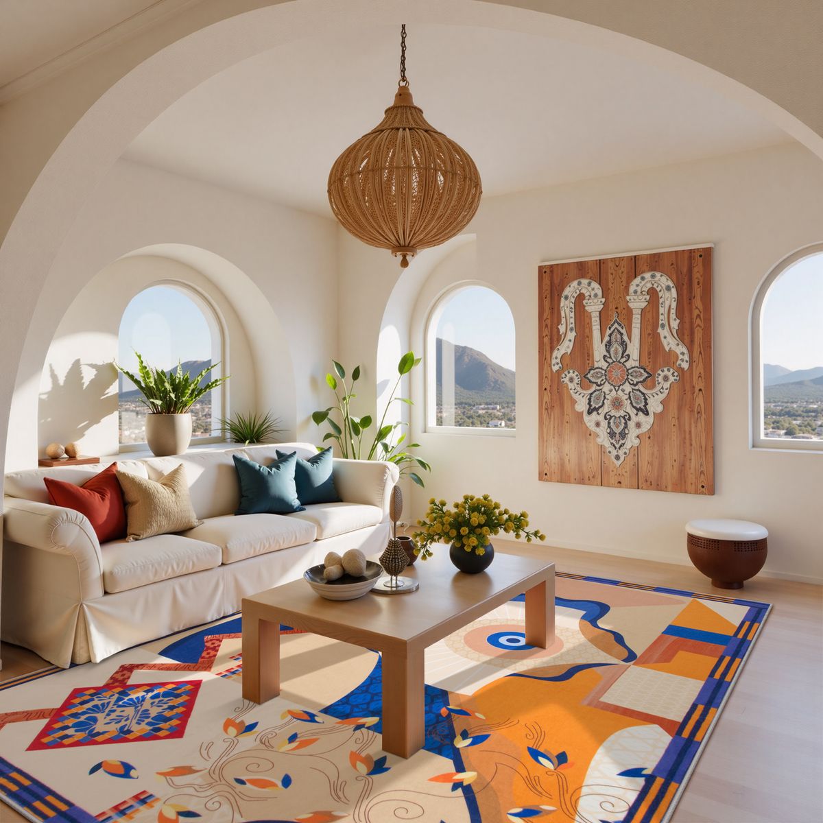 Cecile Washable Contemporary Abstract Art Blue Rug Clearance Rugs Lahome