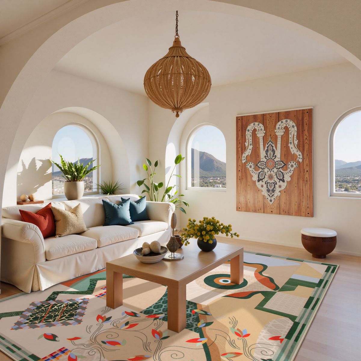 Cecile Washable Contemporary Abstract Art Green Rug Clearance Rugs Lahome