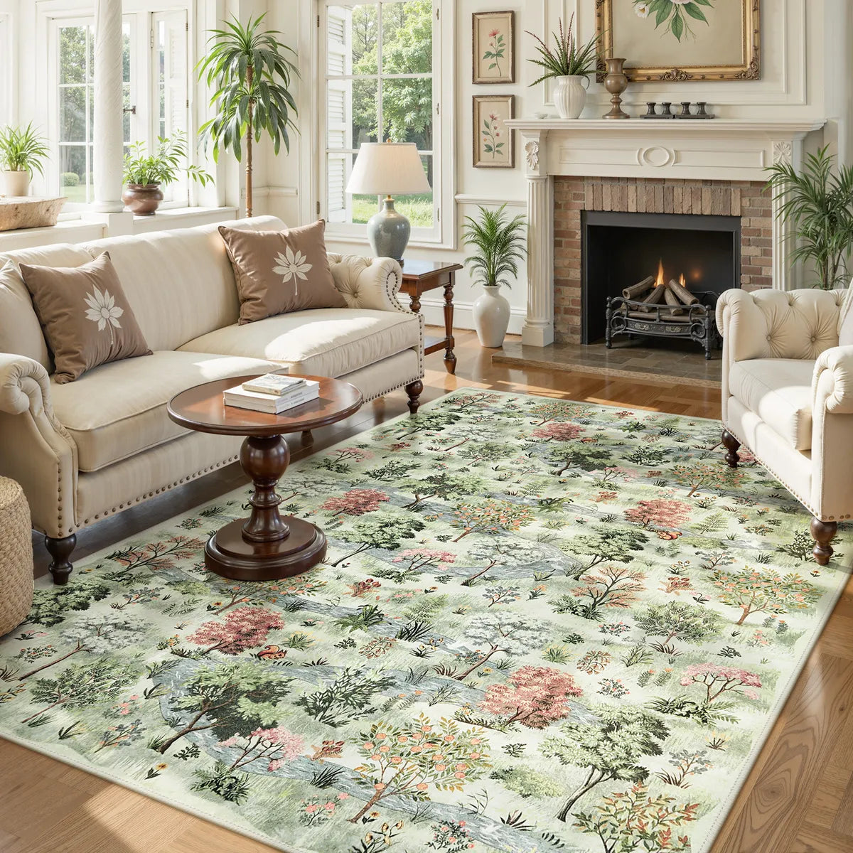 Vernay Washable Forest Woodland Light Green Rug Area Rugs Lahome