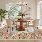 Solene Washable Modern Blooming Floral Garden Yellow Rug Area Rugs Lahome