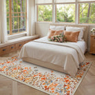 Solene Washable Modern Blooming Floral Garden Yellow Rug Area Rugs Lahome