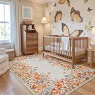 Solene Washable Modern Blooming Floral Garden Yellow Rug Area Rugs Lahome