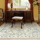 Sylvie Washable Boho Modern Parisian Garden Floral Beige Rug Area Rugs Lahome