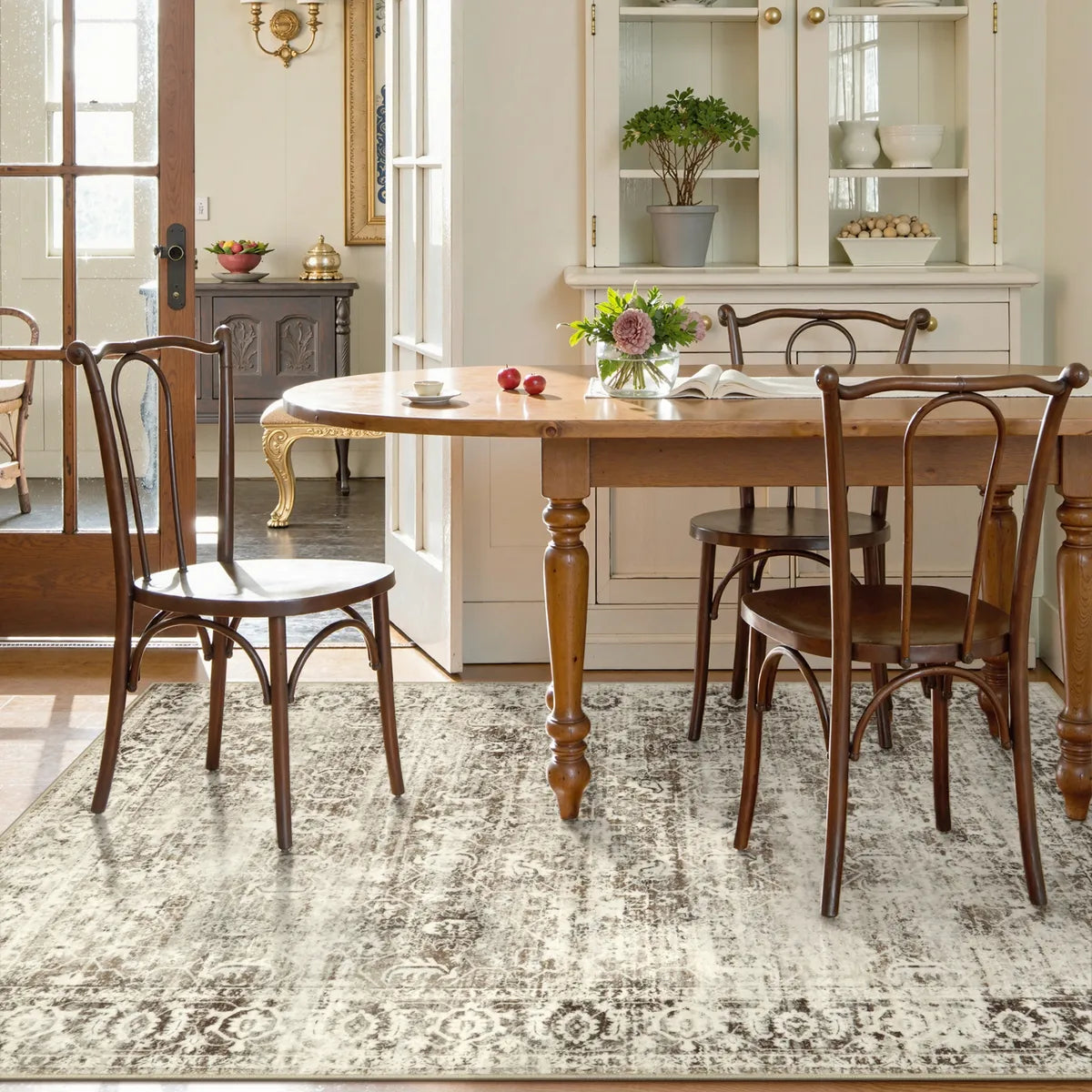 Margot Washable Vintage Distressed Beige Rug Clearance Rugs Lahome