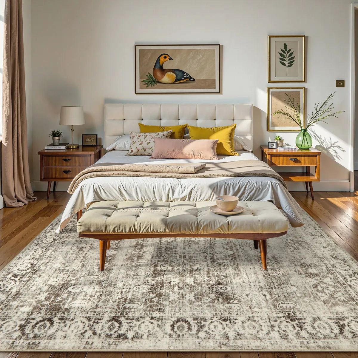 Margot Washable Vintage Distressed Beige Rug Clearance Rugs Lahome