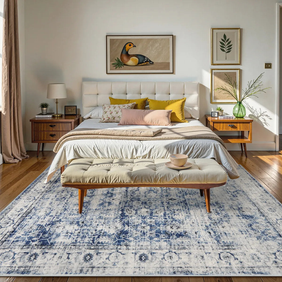 Margot Washable Vintage Distressed Blue Rug Clearance Rugs Lahome