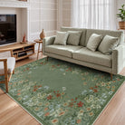 Solene Washable Modern Blooming Floral Garden Green Rug Area Rugs Lahome