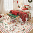 Olivier Christmas Washable Tree and Santa Beige Rug Area Rugs Lahome