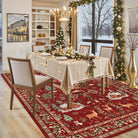 Olivier Christmas Washable Tree and Santa Red Rug Area Rugs Lahome