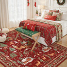 Olivier Christmas Washable Tree and Santa Red Rug Area Rugs Lahome