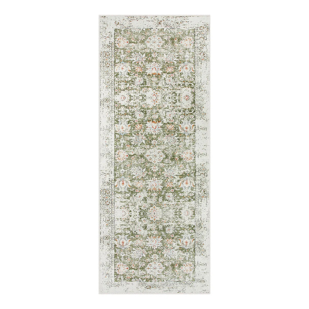 Antinea Washable Vintage Floral Green Runner Rug Area Rugs Lahome