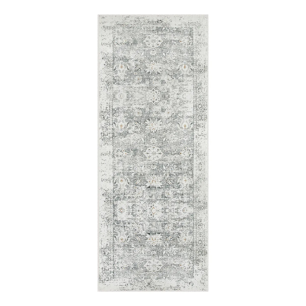 Antinea Washable Vintage Floral Grey 2x5 Runner Rug Area Rugs Lahome