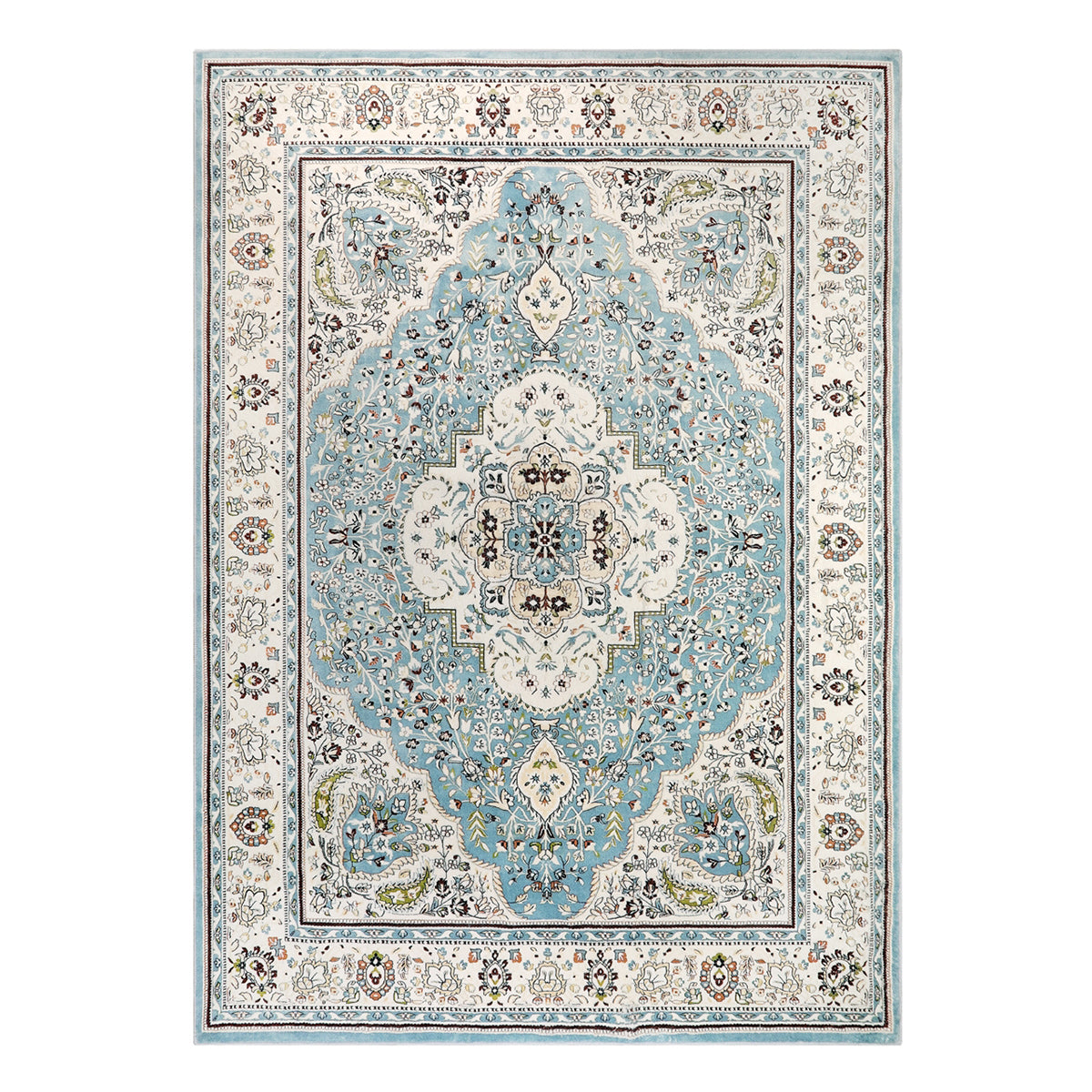 Agnes Washable Boho Floral Medallion Light Blue Rug Clearance Rugs Lahome