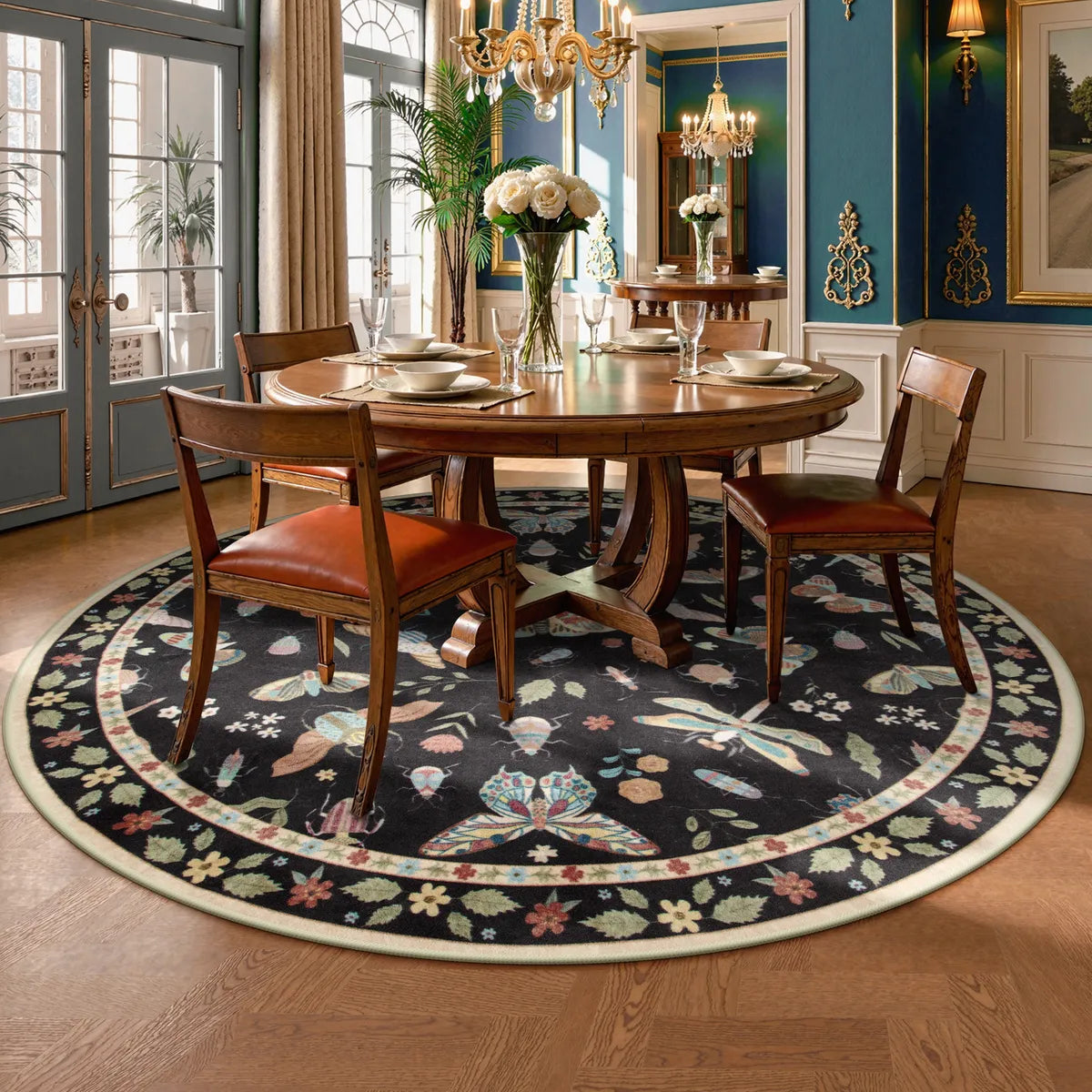 Vionnet Washable Modern Parisian Insect Black Rug Area Rugs Lahome