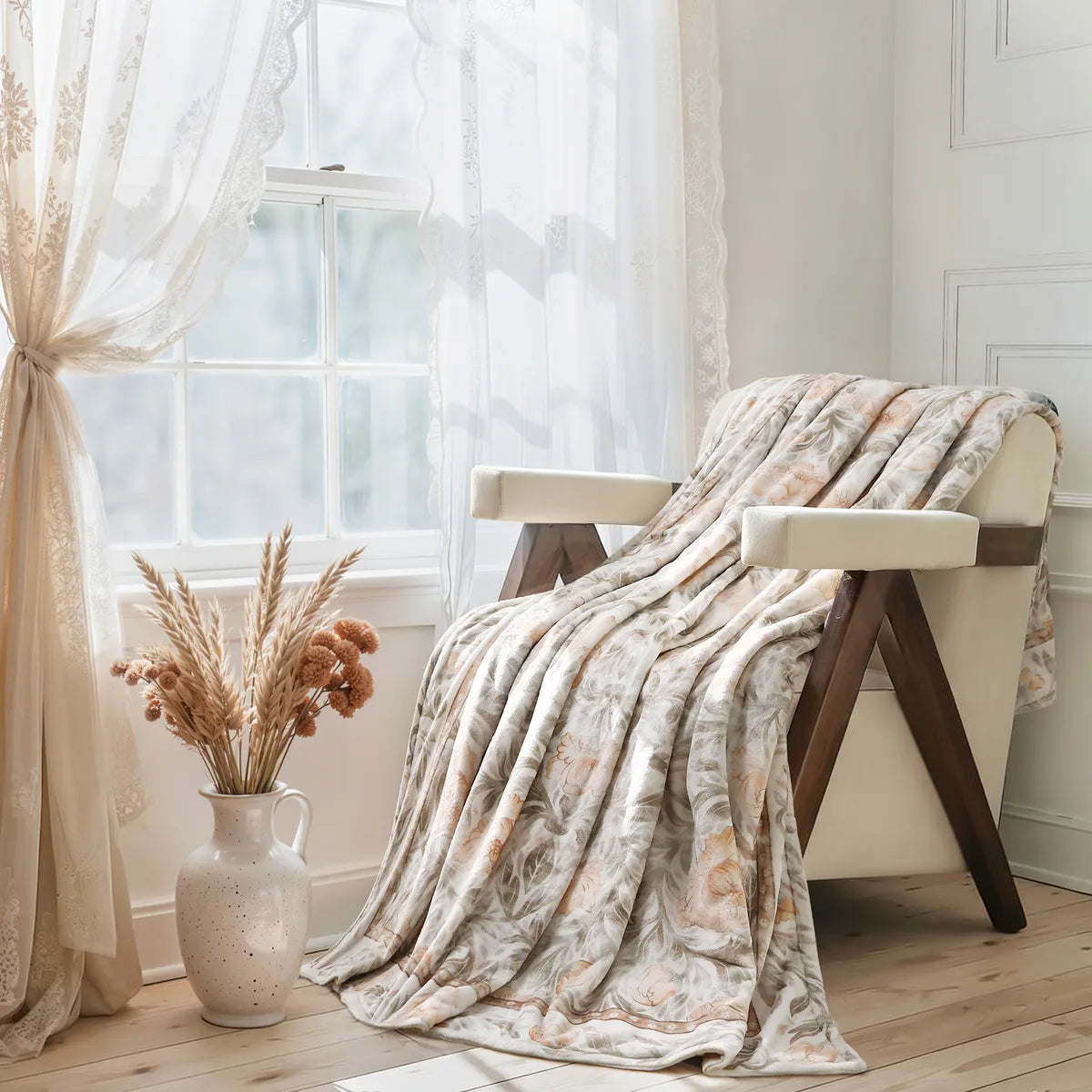 Nerel Washable Washable Vintage Floral Pink Throw Blanket Blanket Lahome