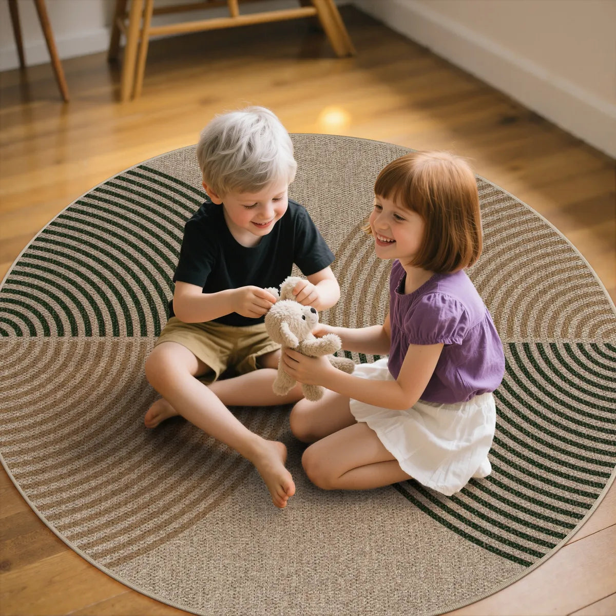 Enfys Washable Modern Rainbow Easy Jute Natural/Beige Indoor/Outdoor Rug Clearance Rugs Lahome