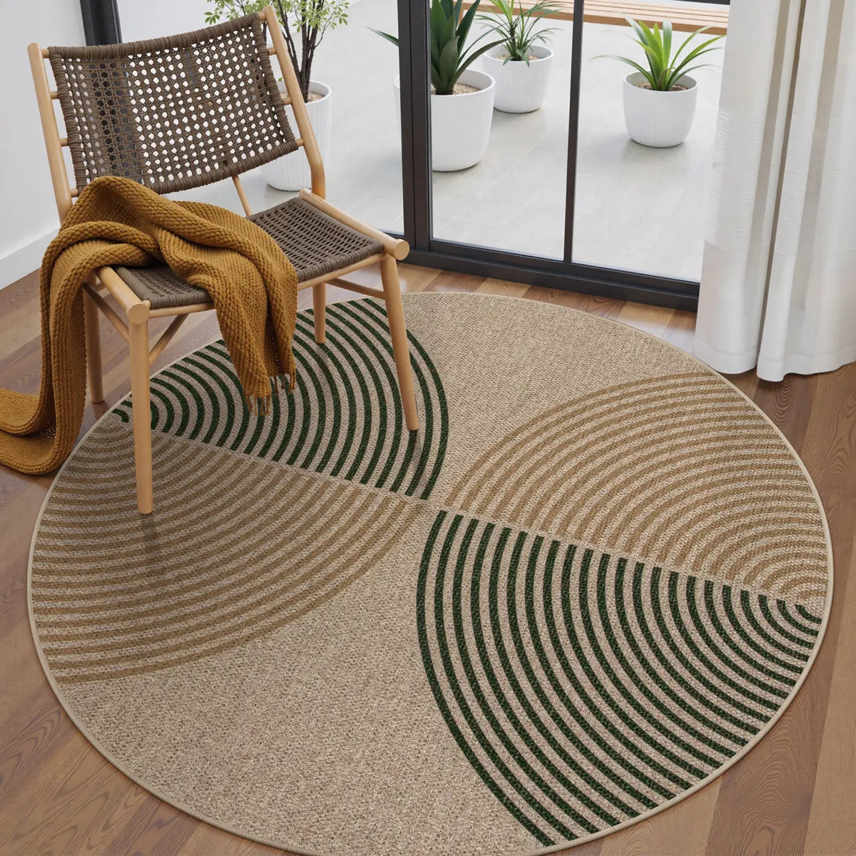 Enfys Washable Modern Rainbow Easy Jute Natural/Beige Indoor/Outdoor Rug Clearance Rugs Lahome