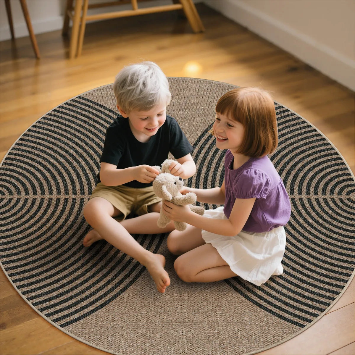 Enfys Washable Modern Rainbow Easy Jute Khaki Indoor/Outdoor Rug Clearance Rugs Lahome