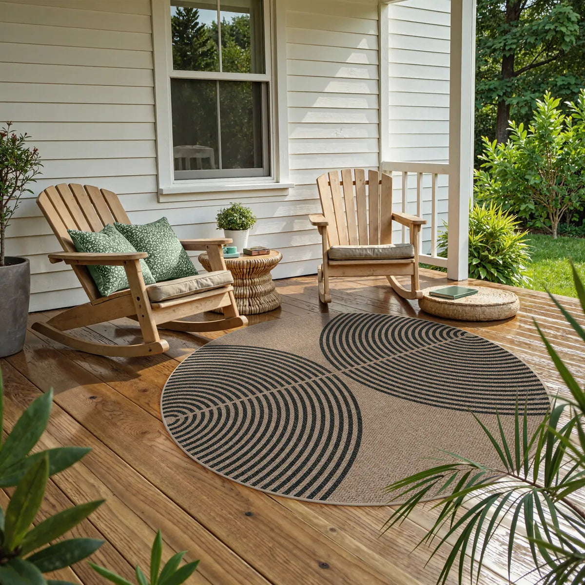 Enfys Washable Modern Rainbow Easy Jute Khaki Indoor/Outdoor Rug Clearance Rugs Lahome