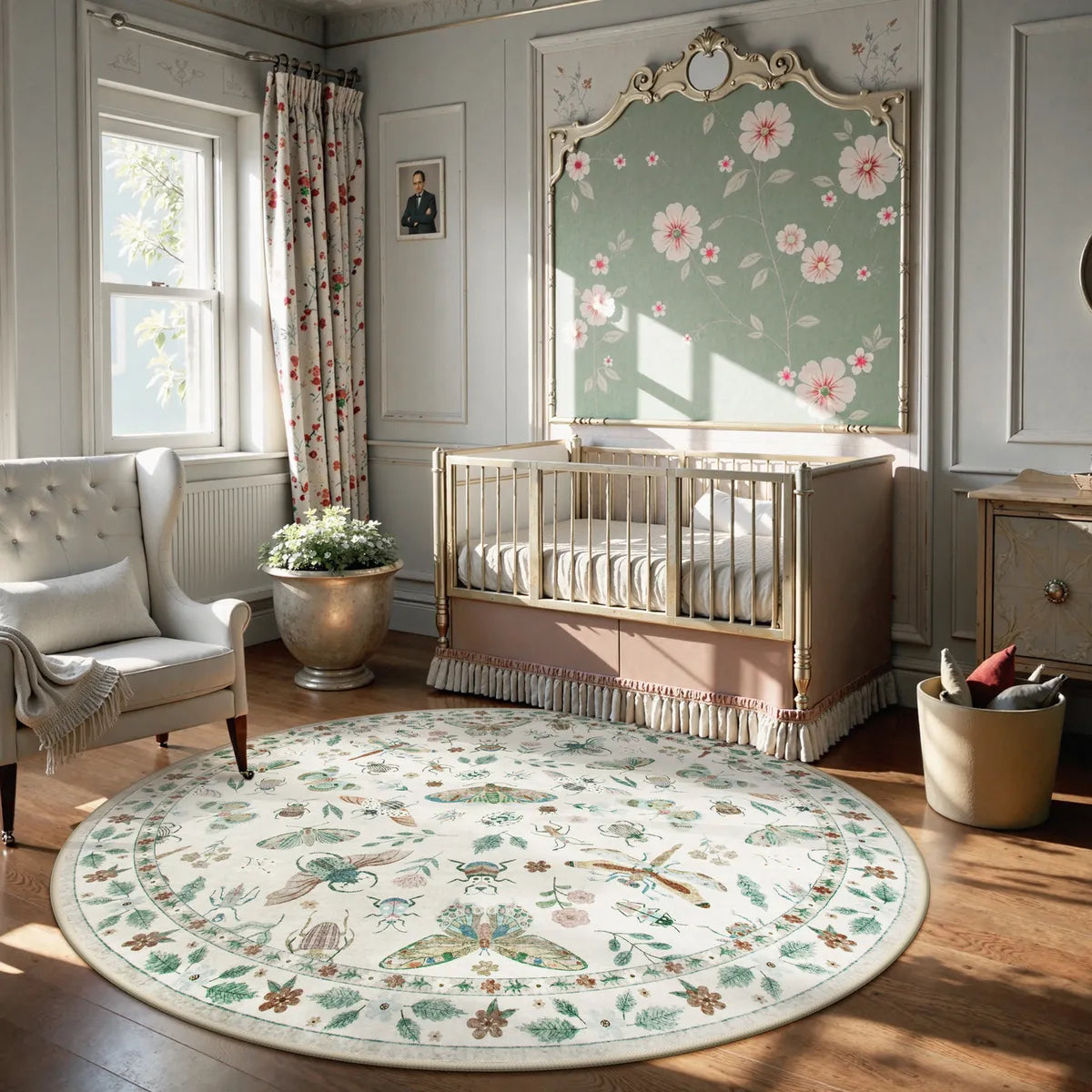 Vionnet Washable Modern Parisian Insect Beige Rug Area Rugs Lahome