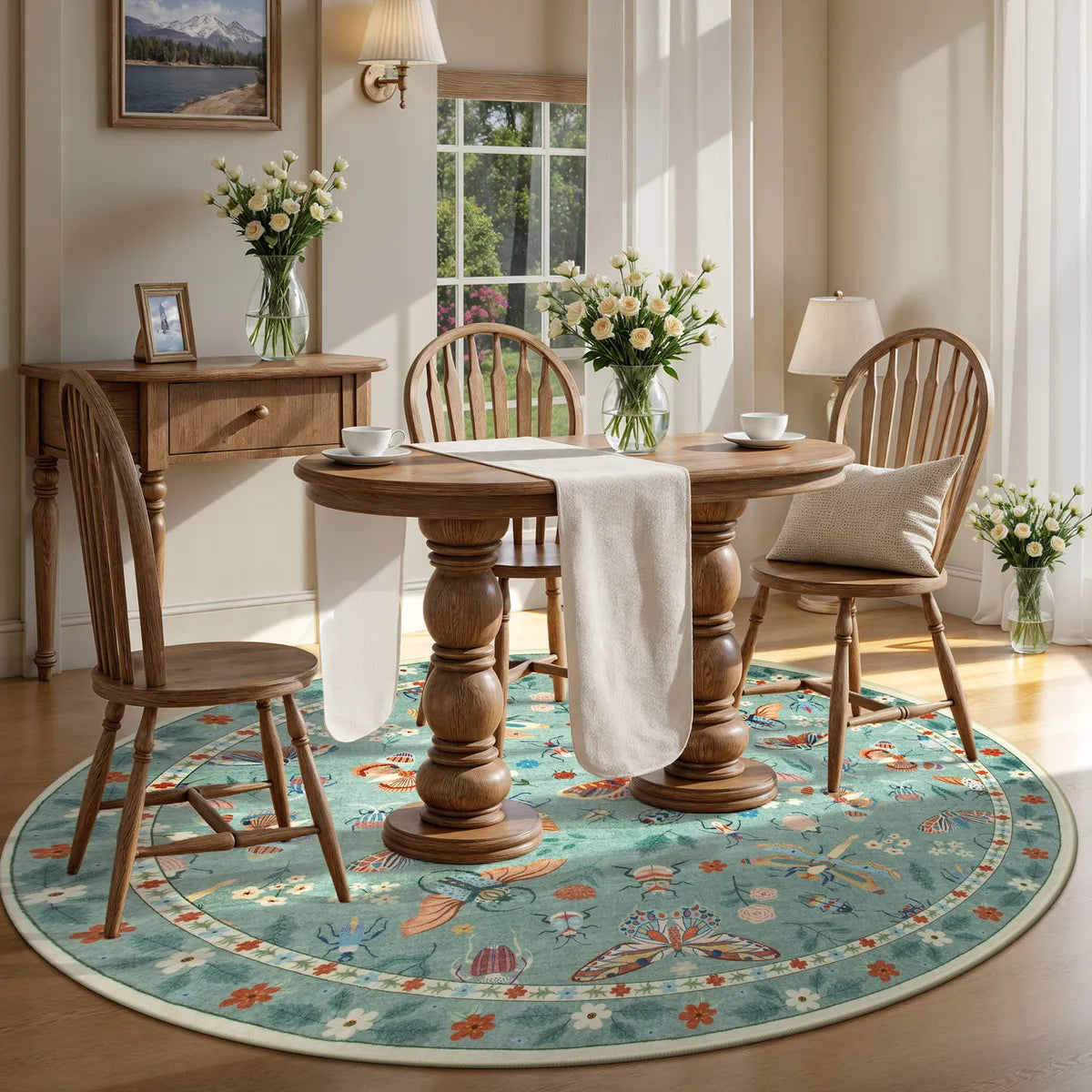 Vionnet Washable Modern Parisian Insect Light Green Rug Area Rugs Lahome