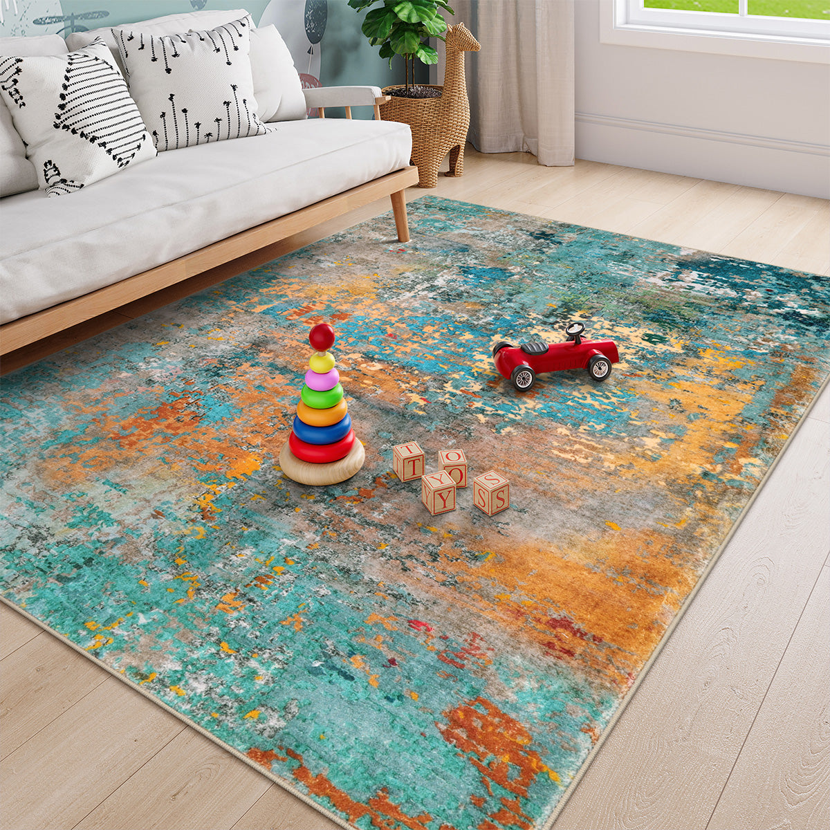 Etoile Washable Modern Abstract Rosy Clouds Area Rug Area Rugs Lahome