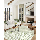 Darrell Washable Abstract Rainbow Stripe Green/White Rug Area Rugs Lahome