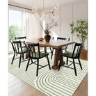 Darrell Washable Abstract Rainbow Stripe Green/White Rug Area Rugs Lahome