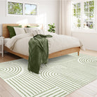 Darrell Washable Abstract Rainbow Stripe Green/White Rug Area Rugs Lahome 6' x 9'