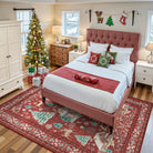 Kylian Christmas Washable Winter Snow House Red Rug Area Rugs Lahome