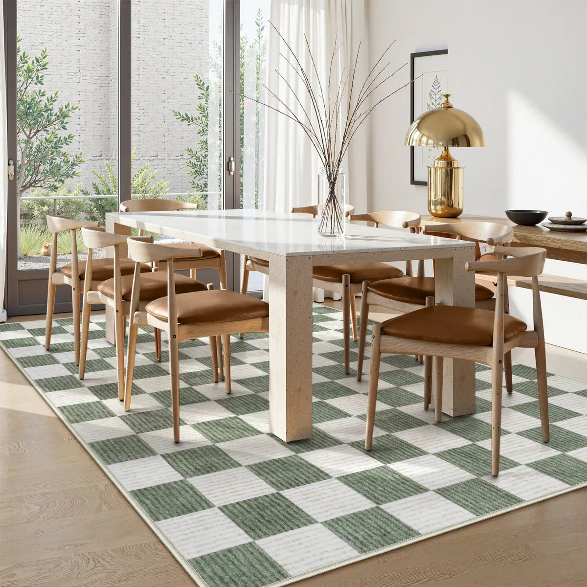 Echec Washable Modern Checkerboard Olive Green Rug Area Rugs Lahome