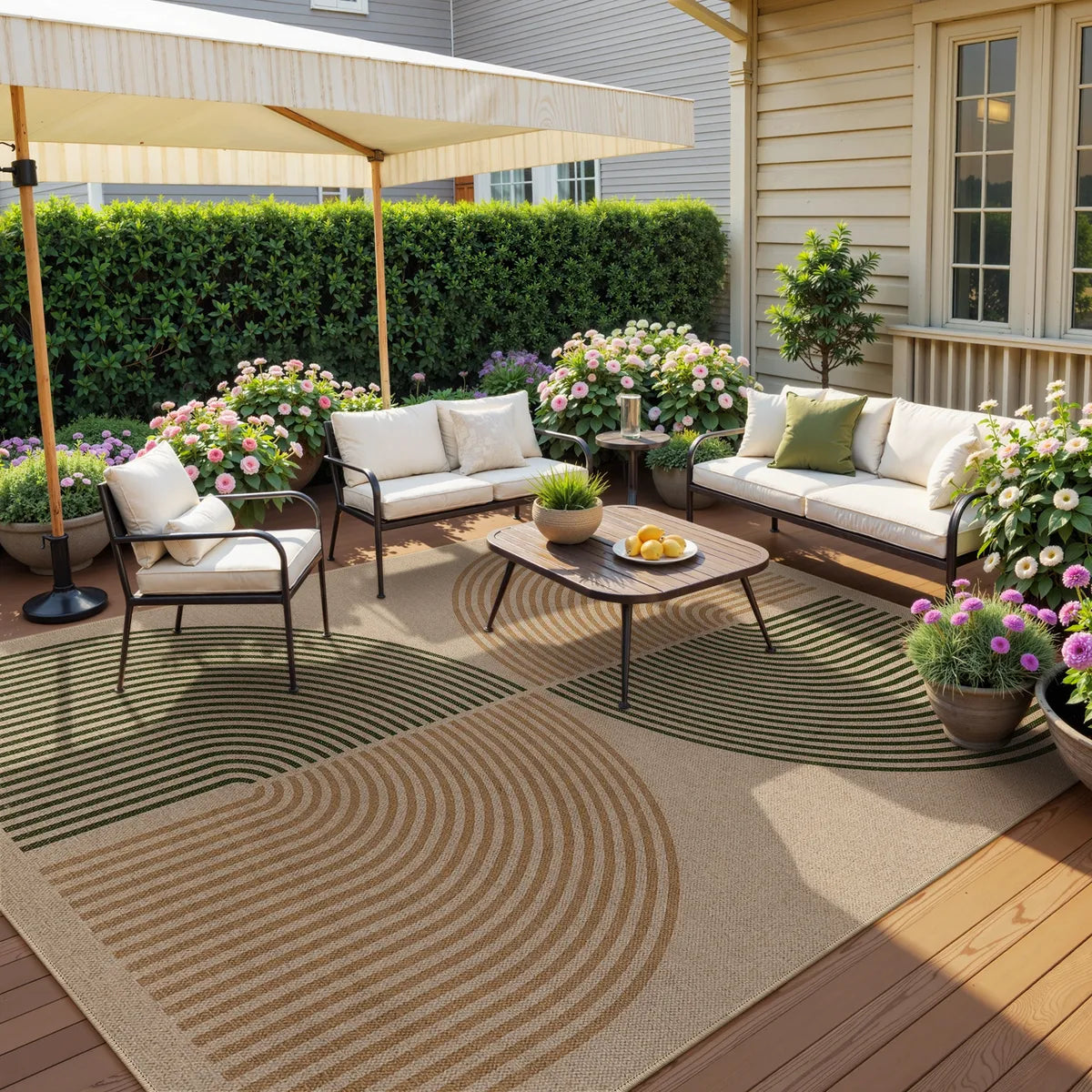 Enfys Washable Modern Rainbow Easy Jute Natural/Beige Indoor/Outdoor Rug Clearance Rugs Lahome