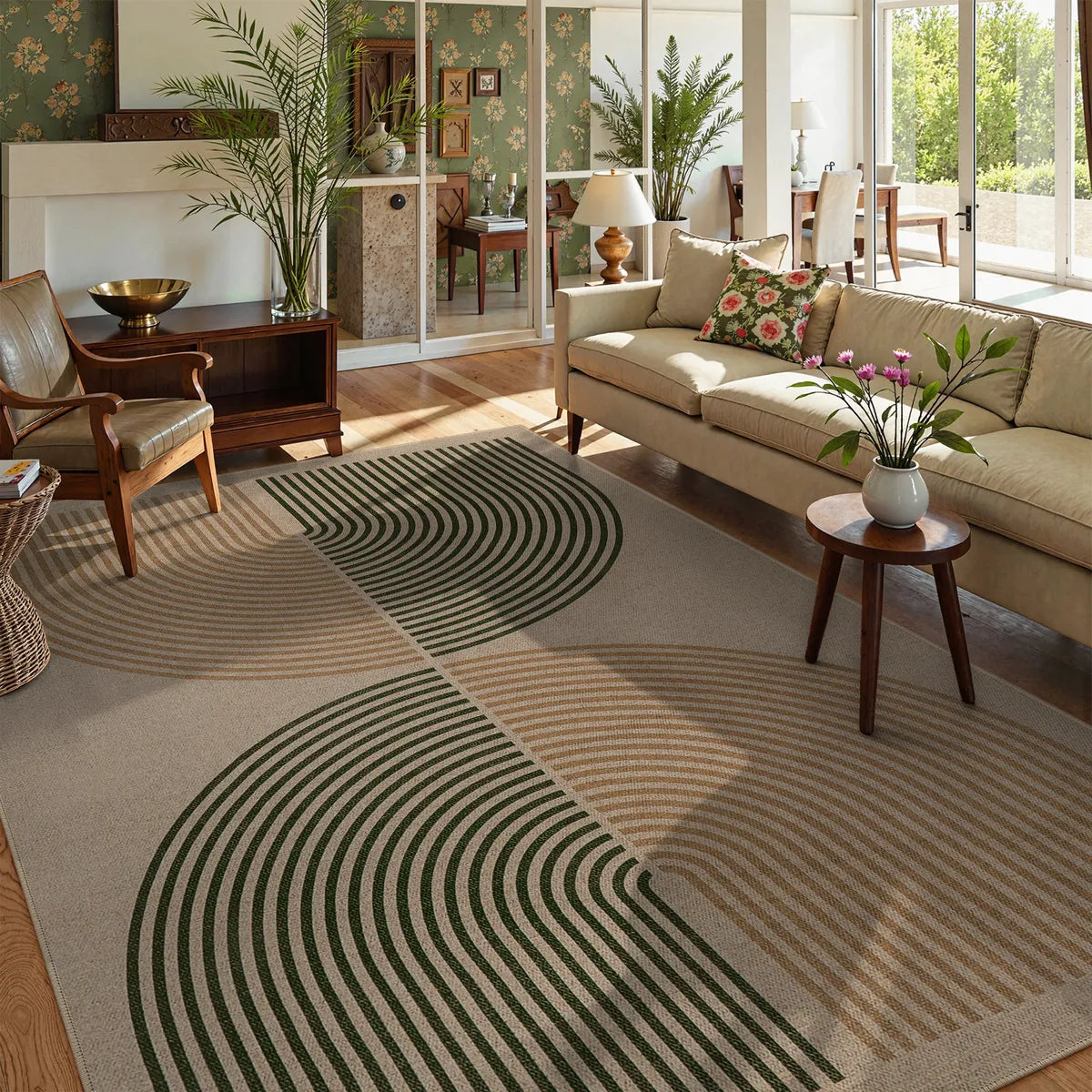 Enfys Washable Modern Rainbow Easy Jute Natural/Beige Indoor/Outdoor Rug Clearance Rugs Lahome