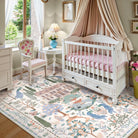 Maison Washable French Manor Floral Beige Area Rug Area Rugs Lahome 6' x 9'