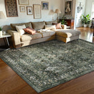 Margot Washable Vintage Distressed Dark Green Rug Area Rugs Lahome