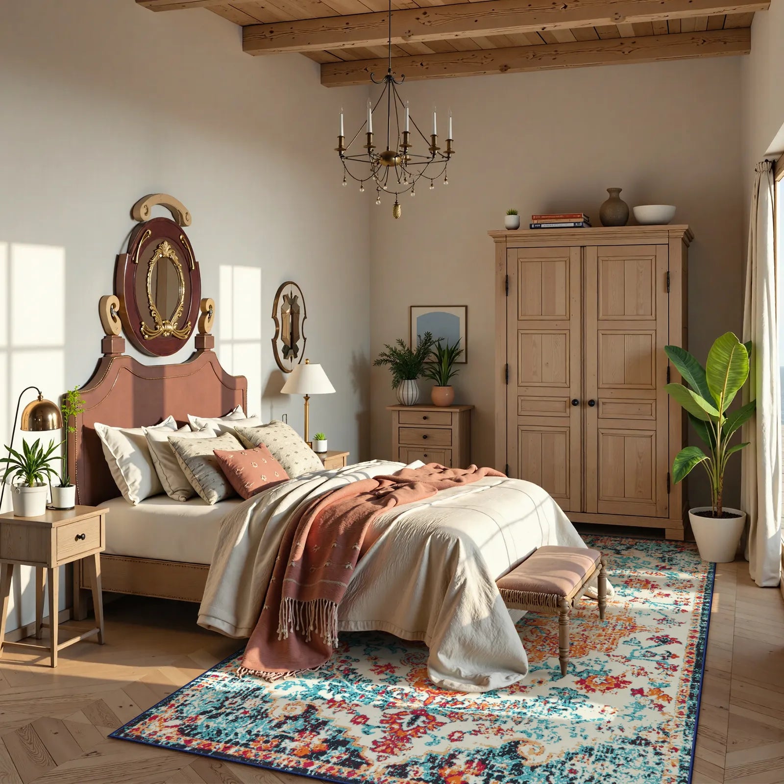 Reine Washable Bohemian Floral Medallion Orange Rug Clearance Rugs Lahome