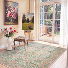 Verena Washable Vintage Floral Butterfly Pink Rug Area Rugs Lahome