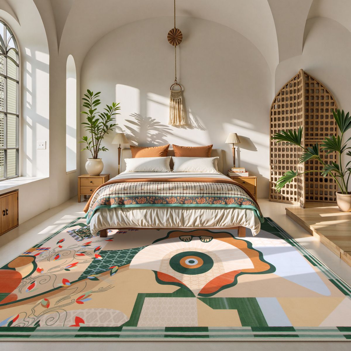 Cecile Washable Contemporary Abstract Art Green Rug Clearance Rugs Lahome 6' x 9'