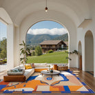 Cecile Washable Contemporary Abstract Art Blue Rug Clearance Rugs Lahome