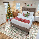 Kylian Christmas Washable Winter Snow House Beige Rug Area Rugs Lahome