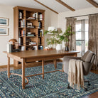 Elodie Washable Boho Vintage Trellis Floral Blue Rug Clearance Rugs Lahome