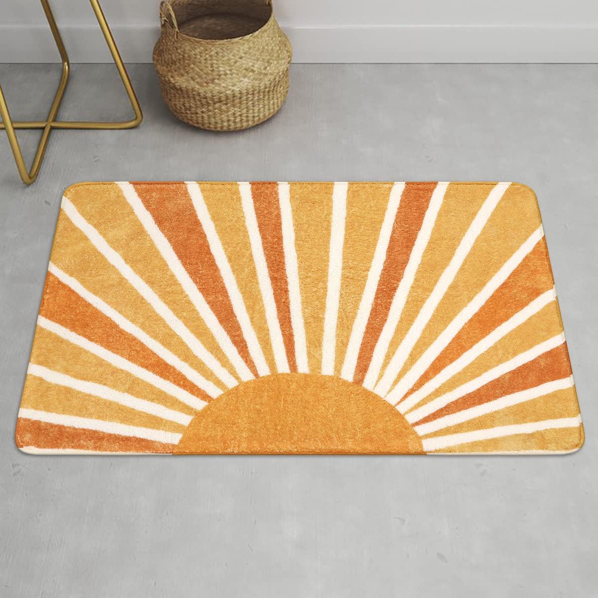 Elora Washable Boho Rainbow Sunshine Orange Round Rug Area Rugs Lahome