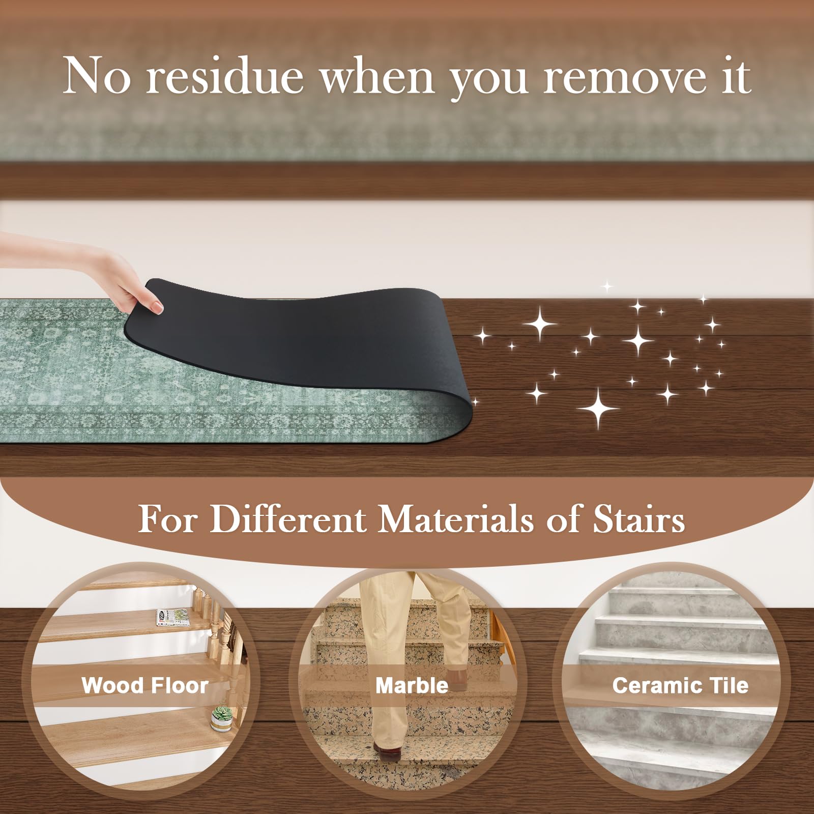 LahomeGlobal Vintage Stair Treads for Wooden Steps Indoor 15PCS 30"x8" Non-Slip Stair Runner Carpet Stair Treads Mats Staircase Step Treads for Kids, Elders and Dogs, Rubber Step Covers, Anti-slip floor mats for use on staircases LahomeGlobal Lahome