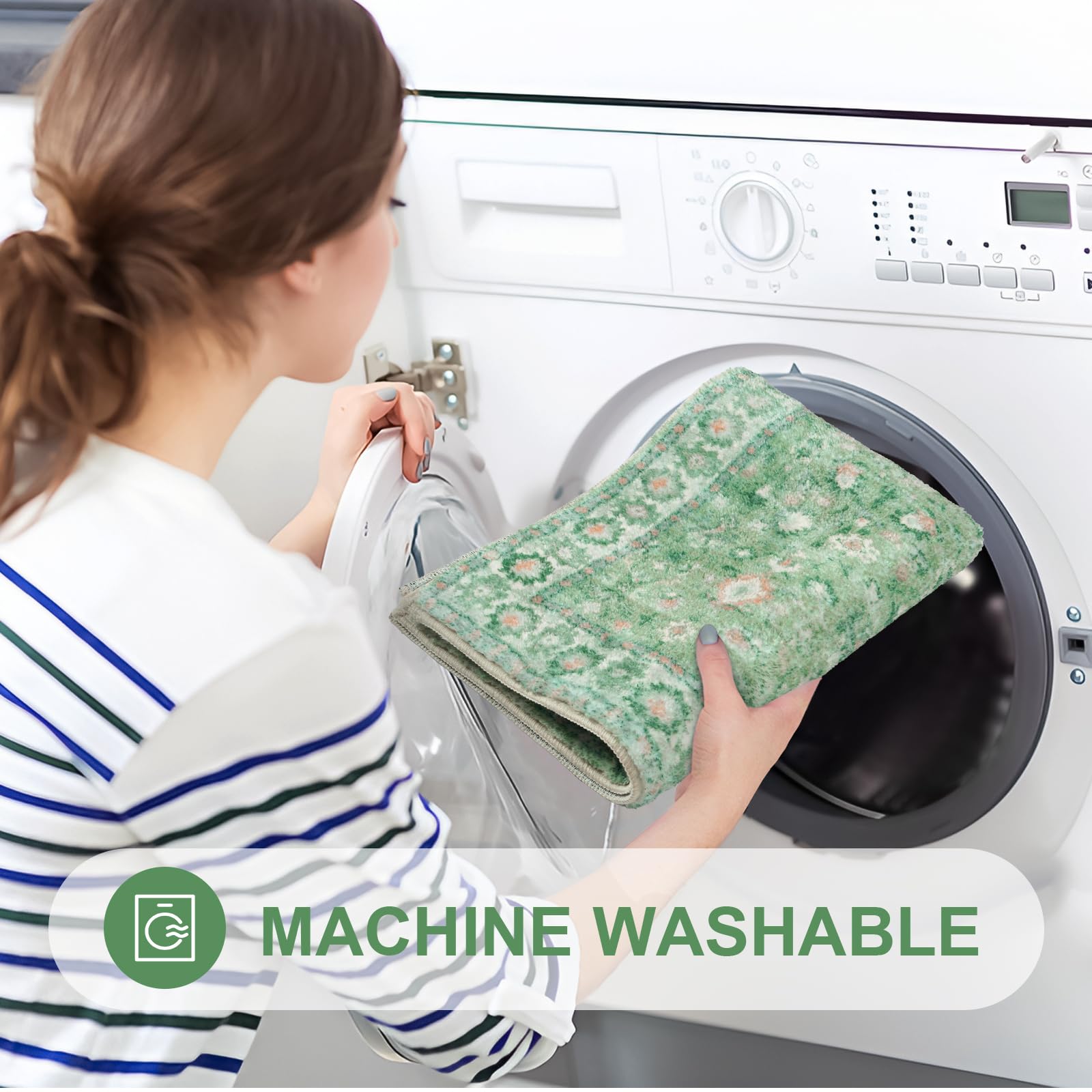 Lahomedecor Boho Bathroom Runner Rug Mat 18x47, Non-Slip Soft Shaggy and Comfortable Large Size Microfiber Vintage Farmhouse Bath Rug, Super Absorbent and Thick, Machine Washable, Long Bath Mat, Grey Lahomedecor Lahome