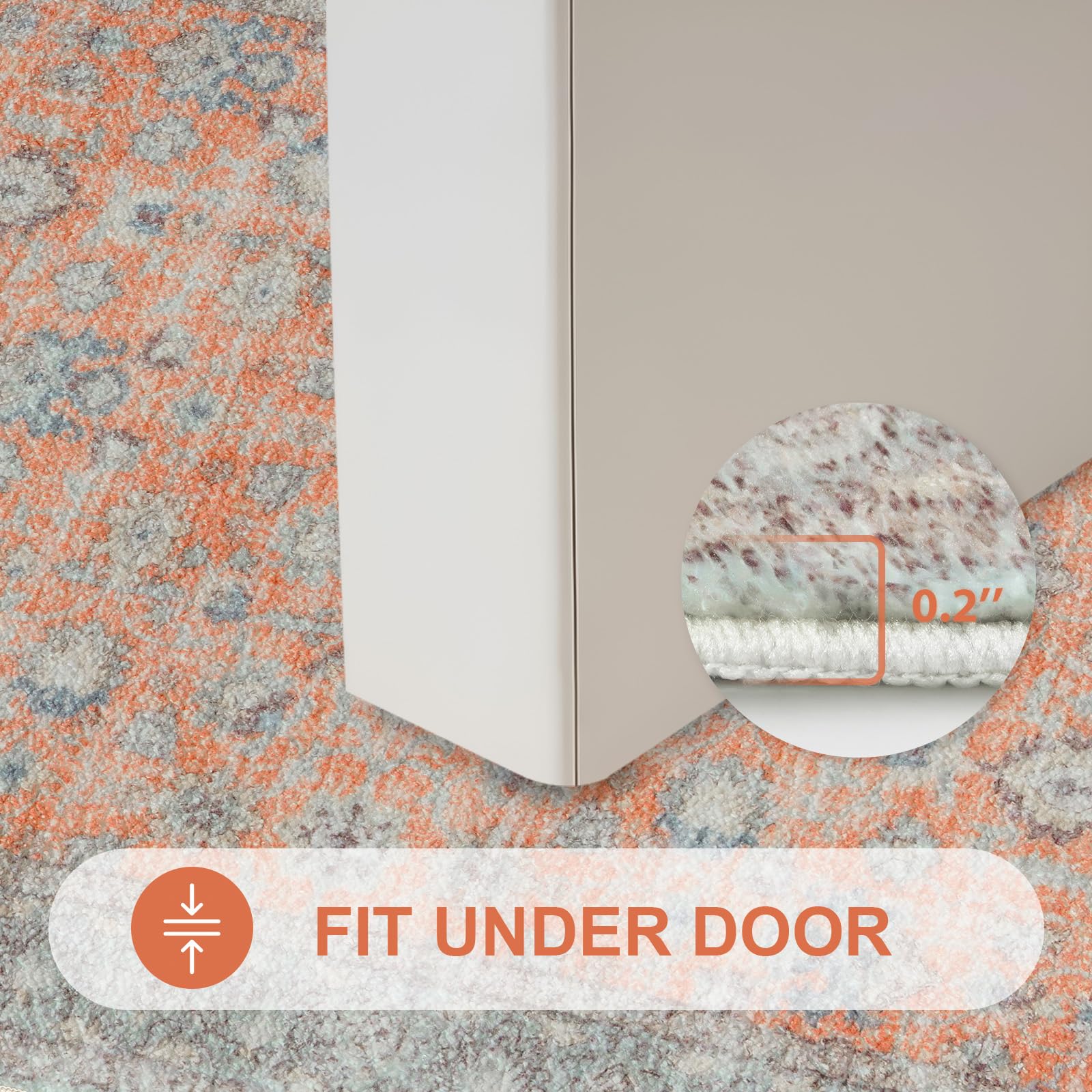 Lahomedecor Boho Bathroom Runner Rug Mat 18x47, Non-Slip Soft Shaggy and Comfortable Large Size Microfiber Vintage Farmhouse Bath Rug, Super Absorbent and Thick, Machine Washable, Long Bath Mat, Grey Lahomedecor Lahome